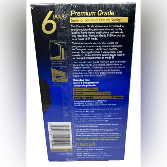 Maxell VHS Blank Tapes Lot Of 3 Premium Grade NEW SEALED - Picture 3 of 3